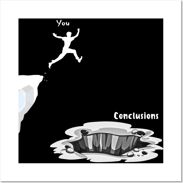 Jumping to Conclusions White Wall Art by AnxietyGang